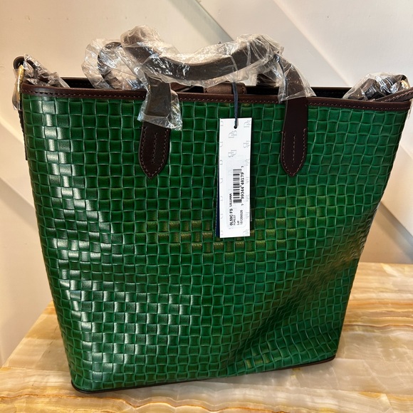 Dooney & Bourke Forest Green Woven Tote - Picture 2 of 7